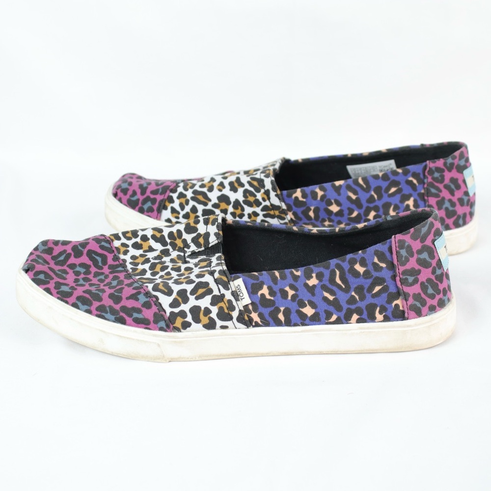 Toms Multicolor Jaguar Pattern Slide On Shoes Womens Size 8